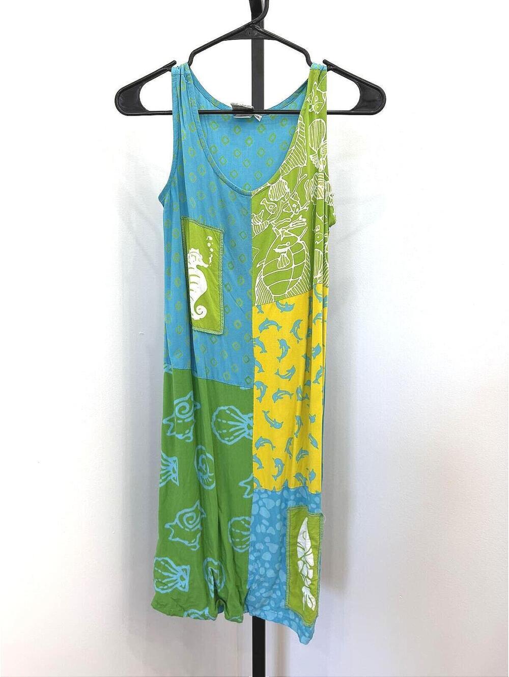 Usindo XS Colorful Patchwork Sleeveless Dress with Ocean Animals Summer